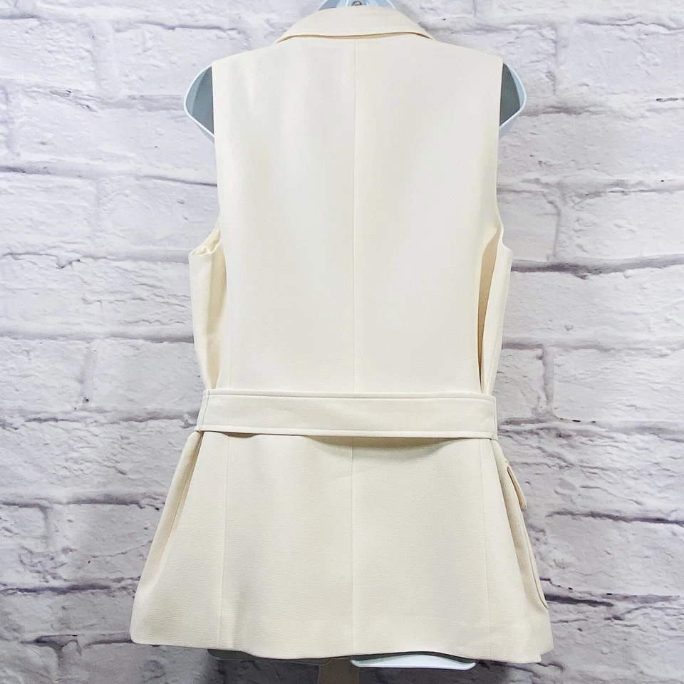 Anne Klein Vest Women’s 12 Off White Double Breasted Tie Front New - Image 4 of 4