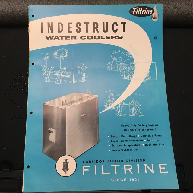 Vtg Filtrine Mfg Co Brochure Drinking Water Coolers Fountains 1957
