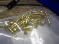 (50) ##8-15 x 1-1/2" Flat Head Phillips Sharp Pt Plain Finish Brass Wood Screws