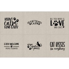 Baumwollreicher Leinenoptik Stoff Cat Keep Calm Love Katzen Kätzchen Polster Panel