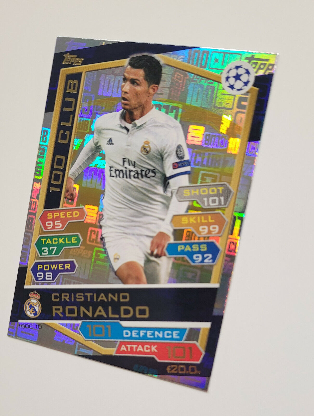 2016-17 TOPPS CRISTIANO RONALDO REFRACTOR TYPE CARD 100 CLUB ...