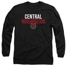 CWU Adult Long Sleeve T-Shirt Wildcats Stacked, Black, S-3XL