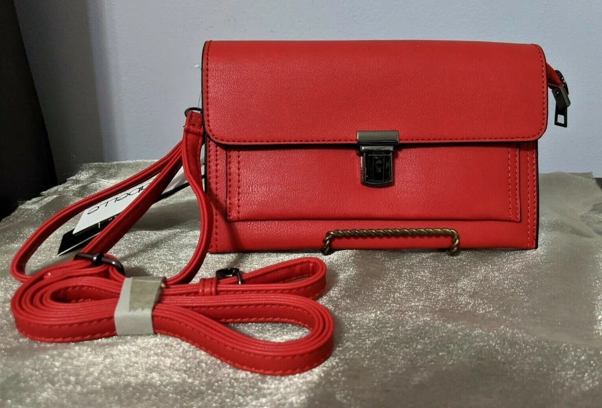 ISABELLE Vegan Small Crossbody Clutch Bag Wristlet RED ~NWT