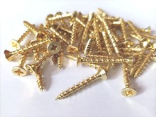 Hinge-Tite Countersunk Brass Plated Pozi Screw 4 x 30mm  Door Hinge Screws Flush
