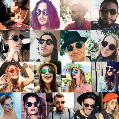 Retro Round Polarized Sunglasses Men Women Vintage Gothic Steampunk Glasses US - Picture 15 of 18