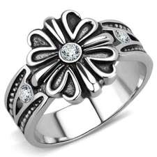 TK3462 - High polished (no plating) Stainless Steel Ring with Top Grade Crystal