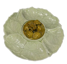 Calif USA Pottery LL20-7 Leaf Divided Dish Artichoke Lid
