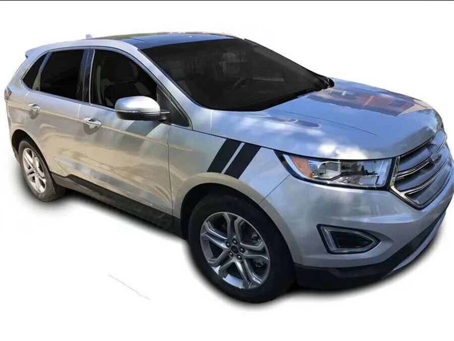 Calcomanía de vinilo gráfica izquierda/r guardabarros rueda coche doble raya negra universal Foto 2 de 4