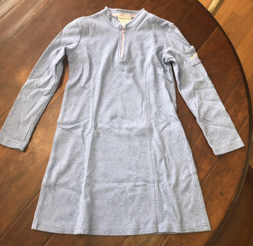 Vestido American Girl Jóvenes Niñas Azul Manga Larga Algodón Talla Mediana 10-12 2002 Foto 2 de 4