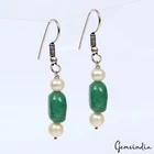 30.90 Ct Natural Emerald & Pearl Gemstone Drop/Dangle Earrings Jewelry for Women
