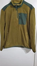 Amazon Essential Men's full zip Polar Fleece Jacket Size XL Green Brown Preppy 