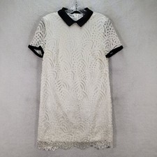 Forever 21 Womens Dress Size M Ivory Collared Eyelet Lace Classic Preppy Sheath