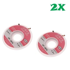 2 Rolls 2mm x 5ft Desoldering Braid Wick Solder Remover w/ No Residue Rosin Flux