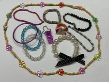 Lot of Kids / Pre-teens Costume Jewelry - Colorful Mix Bracelets Necklace 11 Pc