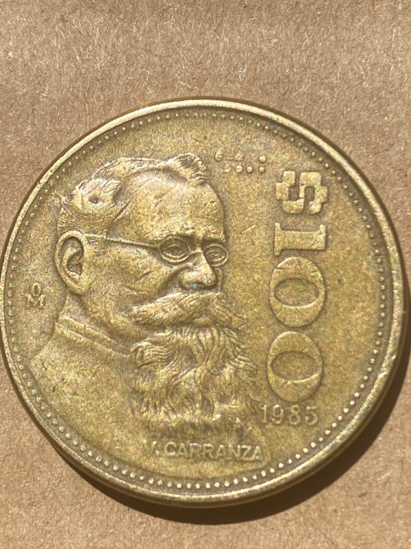 Free Shipping Vintage MEXICO $100 PESO "Carranza"  Mexican 100 Pesos coin 1985