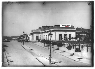 Bahnhof Vittel, Vogesen, Glasplatte altes Foto positiv schwarz-weiß 13x18 cm