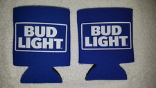 TWO NEW BUD LIGHT (Budweiser) Beer Koozies fit 12/16 oz cans  ~ Lot of 2 Coolers