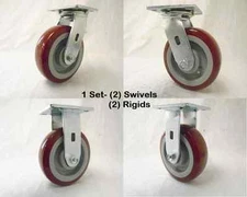 6" x 2" Swivel Caster Polyurethane Wheel (2) & Rigid (2) 720 lbs each Tool Box