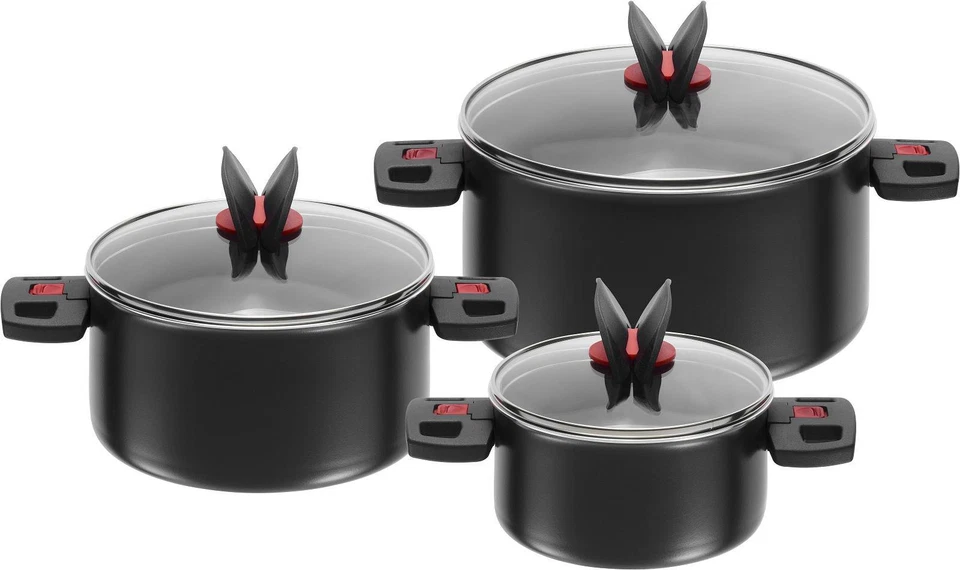 Ballarini Click & Cook Topf-Set Topfset 3 tlg Topf Töpfe Campingtöpfe mit Deckel - Bild 1 von 3