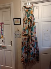 maeve anthropologie multicoloured keyhole halter maxi dress medium
