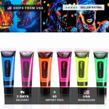 6 Pcs Glow in the Dark Face Body Paint,Blacklight Neon Face Body Paints,Easily