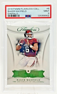 Baker Mayfield 2018 Panini Flawless Collegiate #6 Emerald 5/5 PSA 9