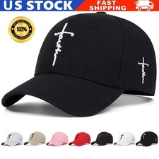 Faith Cross Embroidered Christian Black Red Baseball Cap,Adjustable Hat, Jesus