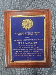 Bruno Sammartino Owned Jersey City Police Plaque From Estate WWF wrestling