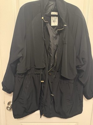 Vintage PAO Originals Black Windbreaker Trench Coat 2X Hooded Cinch Parka Jacket
