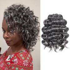 10 Inch Black Mix Gray Ocean Wave Crochet Hair - 8 Packs for Effortless Style