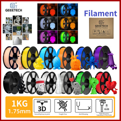 Neu Geeetech PLA PETG ABS+ ASA TPU Filament 3D-Drucker 1,75mm 1KG/0.5KG Schwarz