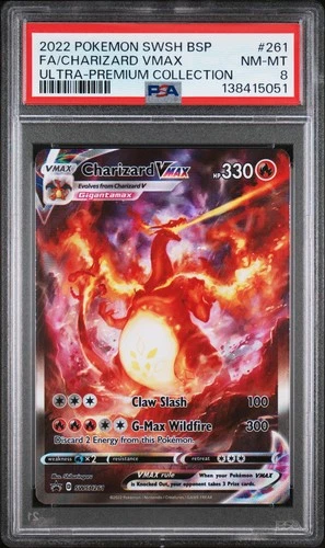 2022 POKEMON SWSH BLACK STAR PROMO #261 FULL ART/CHARIZARD VMAX PSA 8