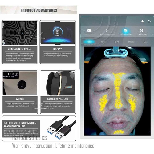 3D Gesichtshaut Analyzer Smart Spiegel Scanner Beauty Maschine Digital Hauttester - Bild 12 von 18