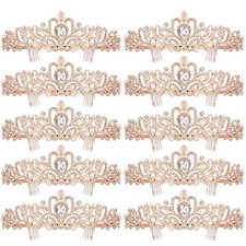 BBTO 10 Pcs Crystal Tiara and Crowns for Women Girls Princess Rose Gold