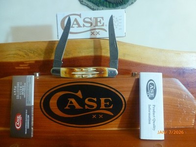 Case XX 27231 Burnt Natural Bone Deep Canyon Jig  Muskrat Damascus Knife - NIB