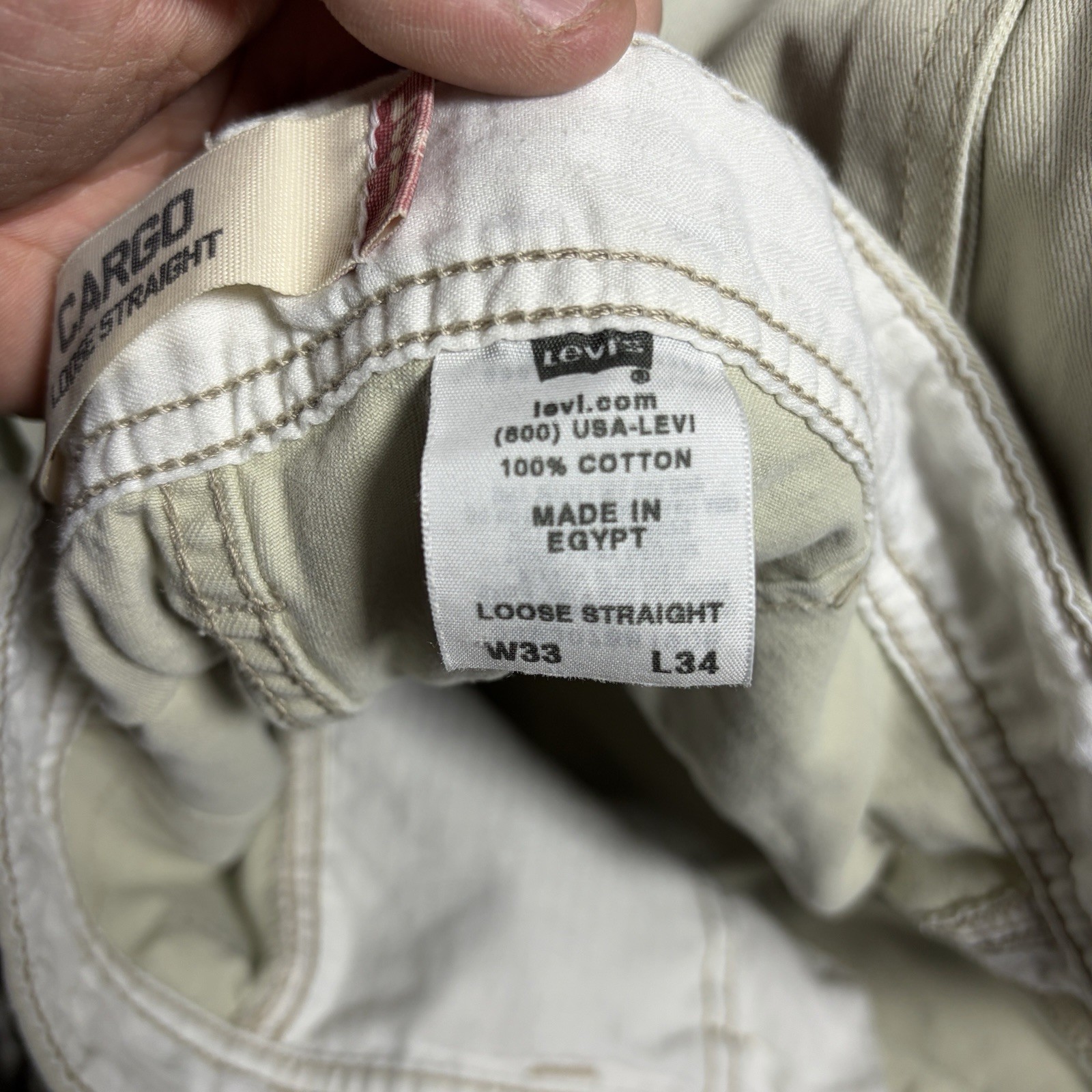 Vintage Levi's Y2K Cargo Pants Mens 33x34 Khaki Loose Straight Utility Workwear thumbnail 11