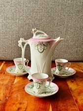 Antikes  Elbogen Porzellan  Kaffeeservice Jugendstil Schleifendekor und Goldrand