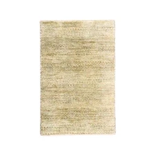 2'x3' Ecru Brown Modern Grass Design Natural Wool Hand Knotted Mat Rug G76591