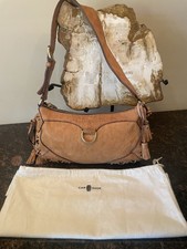 PRADA CarShoe Tan Leather Half Moon Shoulder Bag Purse Handbag
