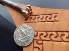 013-13 Meandder Rounded Border Leather stamp Brass hand made tool