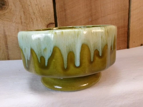 Vintage Mid-Century Haeger USA Art Pottery 6" Round Drip Glaze Pedestal Planter