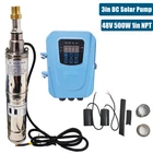 500W 3" Solar Pump Submersible Pump Bore DC 48V Deep Well Pump + MPPT Controller