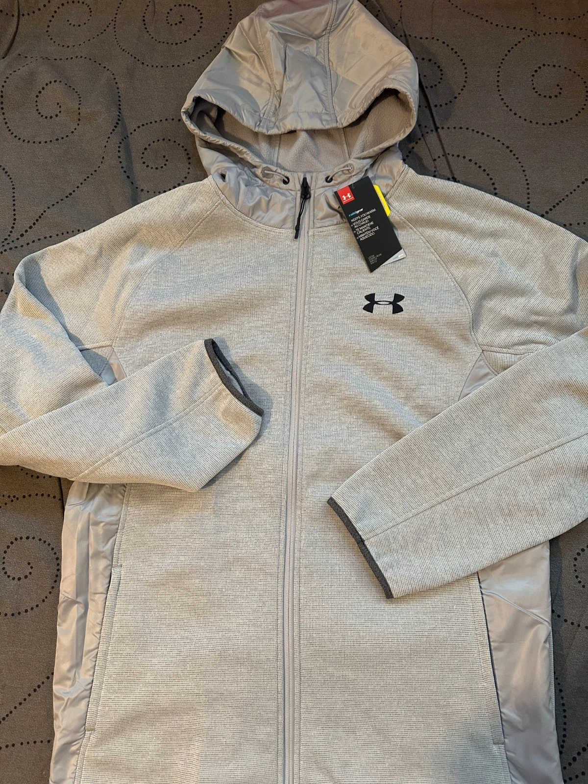 UNDER ARMOUR STORM COLDGEAR FULL ZIP L. GRAY JACKET HOODIE SIZE L MEN NWT $99.99
