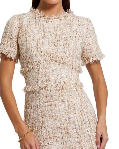 Vestido midi para mujer Mac duggal Boucle manga corta línea A talla 10R - Imagen 7 de 8