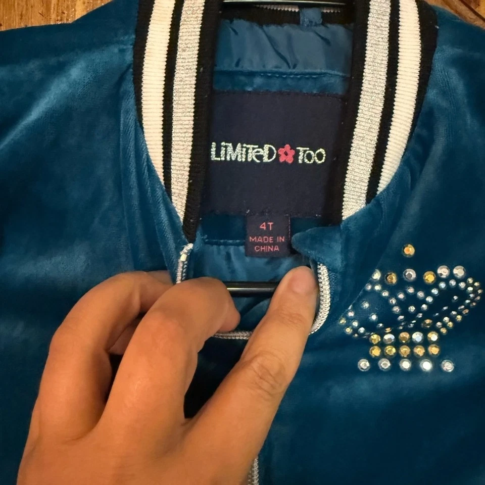 Estilo Y2K limitado también! Chaqueta chándal terciopelo adornada cremallera completa talla 4T Foto 4 de 4