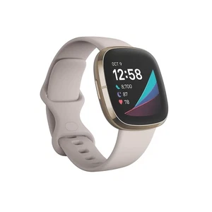 Fitbit - Smartwatch santé avancée Sense - Blanc/Or (or doux)
