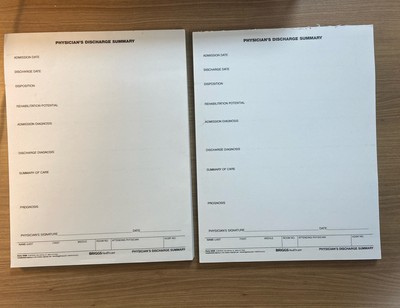 Lot 2 Briggs Physician s Discharge Summary Medical Record Form 3225 Nursing Home