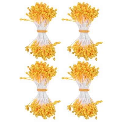 600-Pack 5mm Artificial Pearl Flower Stamens for DIY Crafts[Orange Yellow]