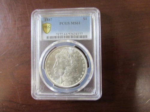 Morgan Silver Dollar 1887/.90 Silver, PCGS MS61