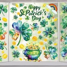 St Patricks Day Window Clings for Glass Windows, Saint Patrick's Day Shamrock De